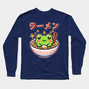Kawaii Frog in a Ramen Noodle Bowl Cute Japanese Food  Long Sleeve T-Shirt